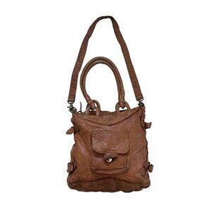 Lesa Wallace Women's Leather Messenger Shoulder Bag Handbag Snap Closure Brown